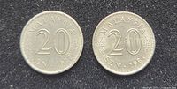 Obverse of both coins showing denomination and years 1977 and 1981
