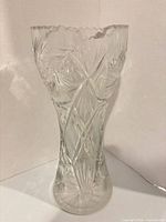 Full view of clear cut crystal vase front