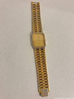 Front view of Lassale rectangular two-tone quartz watch showing dial and bracelet