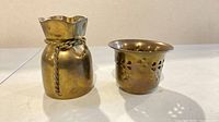 Both brass vases side by side full view