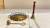 All three items: tray, bell and snuffer displayed together