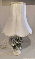 Full view of lamp with shade, cord visible