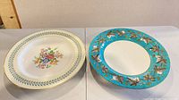 Charger and bowl side by side displaying patterns