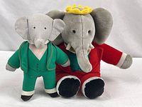 Both Babar plush figures side by side
