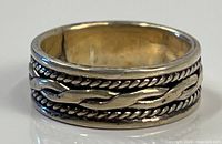Sterling silver braided band ring front view