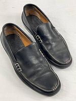 Top view of both Toschi loafers showing overall style and wear