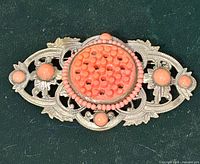 Full view of brooch front showing design and beads