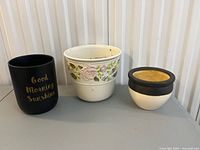 Front view of all three planters