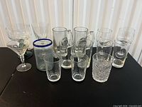 Full set of assorted vintage glass drinkware