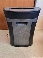 Front view of Royal LR14MX shredder showing housing and waste bin