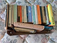 Top view of box containing the full selection of paperback novels