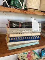 Stack of reference books on shelf