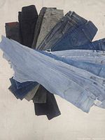 Jeans fanned out showing variety of washes