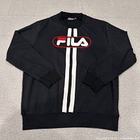 Full view of black FILA sweater front