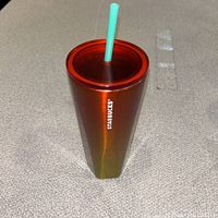 Full view of tumbler showing gradient color and straw