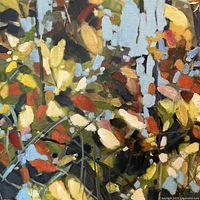 Close-up of upper foliage area showing brushwork and color palette