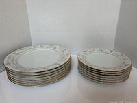 Two stacks of plates showing quantity and size