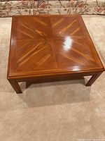 Full view of square oak coffee table