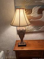 Entire lamp showing base, shade and power cord