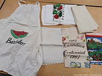 Overview of all six linens laid out