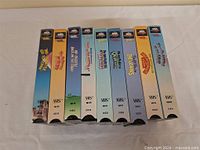 All eight VHS spines showing titles and MCA branding