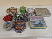 Group shot showing all ten tins