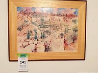 Full view of framed artwork on wall