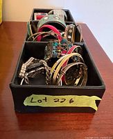 Tray showing full assortment of bracelets and bangles