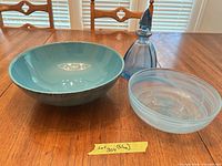 All three items: ceramic bowl, glass decanter, swirled glass bowl