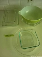Overview of all Pyrex pieces on countertop