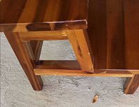 Overall view of wooden two-step stool