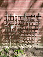 Both trellis panels leaning against brick wall