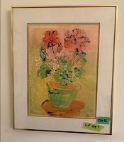 Full view of framed watercolour painting