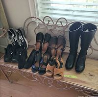 All seven pairs arranged on bench