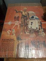 Front view of signed 1977 Burger Chef Star Wars poster featuring R2-D2 & C-3PO