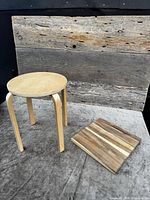Stool and cutting board overall view