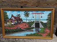 Front view of framed oil painting