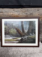 Full view of framed print with mat and frame visible