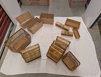 All baskets and organizers laid out on sheet