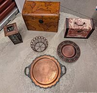 All six decorative items laid out