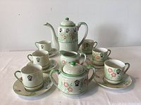Full view of 17-piece floral porcelain tea set
