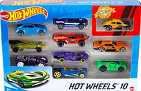 Front of sealed Hot Wheels 10-pack showing ten cars