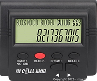 Front view of Pro Call Blocker showing LCD and control buttons