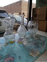 Group shot of all four cut crystal pieces