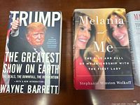 Front covers of Trump: The Greatest Show on Earth and Melania and Me