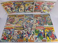 All 16 Amazing Spider-Man issues laid out front covers visible