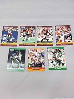 Fronts of all seven cards laid out