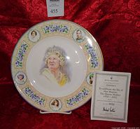 Plate and certificate displayed on stand