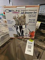 Retail box showing Corlini Roscan 3-piece steamer set