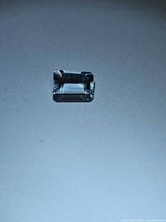 Front view of loose emerald-cut aquamarine